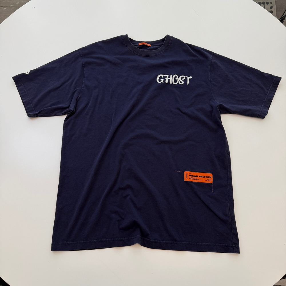 Heron Preston Ghost Graphic T‎ Shirt Navy Mens Medium Streetwear